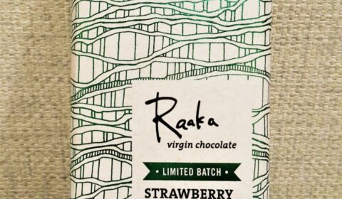 Raaka Chocolate Strawberry Basil Front of Bar Packaging