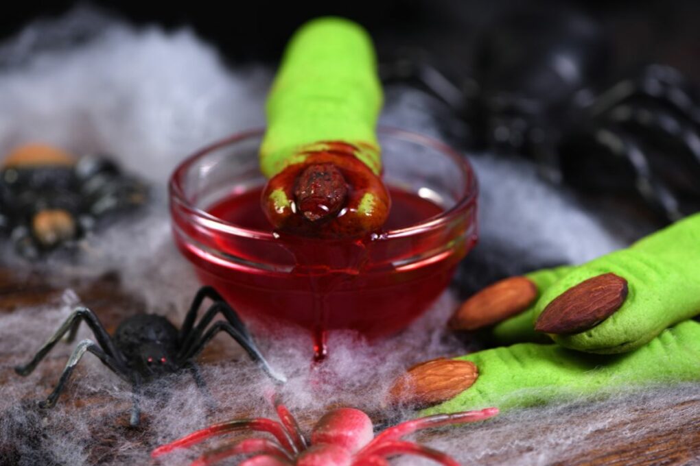 halloween themed cookies and a dipping sauce