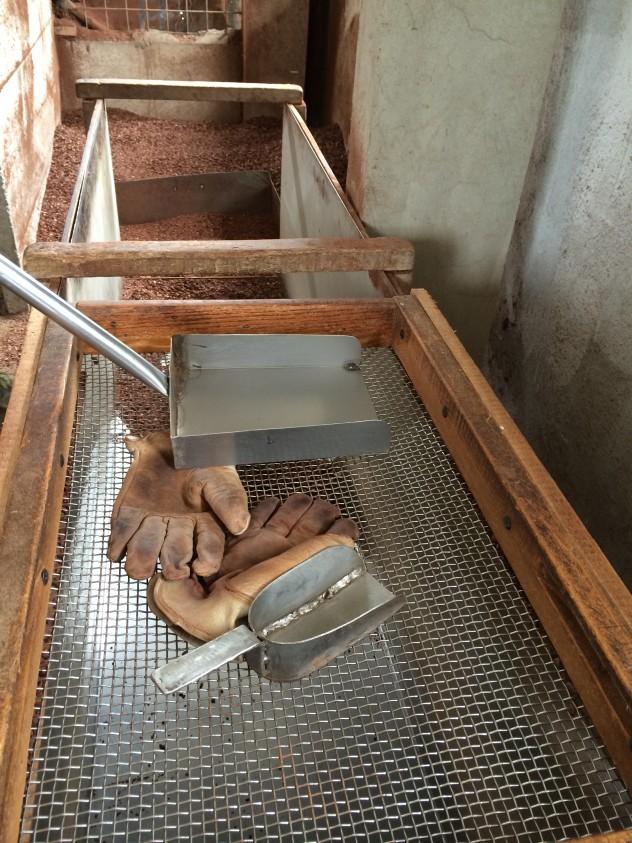 A winnowing set-up in Mindo, Ecuador.